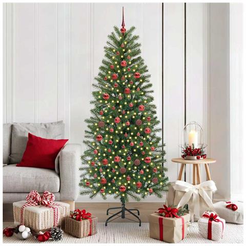 Albero di Natale artificiale con 300 LED Verde 180 cm PE e PVC - Foto 2