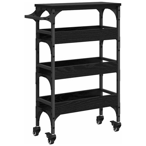 Carrello da Cucina Rovere Nero 53 x 20 x 76 cm - Foto 1