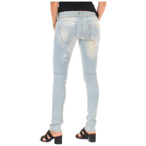 Pantaloni Lunghi In Denim Effetto Consumato E Strappato 10db50130 Donna - Foto 2