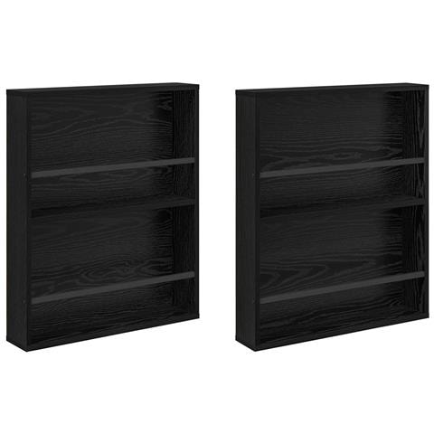 Scaffale per riviste 2 pcs Rovere Nero 60 x 12 x 70 cm - Foto 1