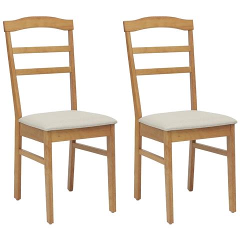 Sedia da pranzo 2 pcs Naturale e chiaro Legno di gomma solido - Foto 1