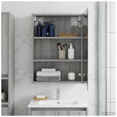 Mobiletto per specchio da bagno Grigio Sonoma 43 x 16 x 62.5 cm - Foto 2