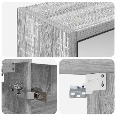 Mobiletto per specchio da bagno Grigio Sonoma 43 x 16 x 62.5 cm - Foto 9