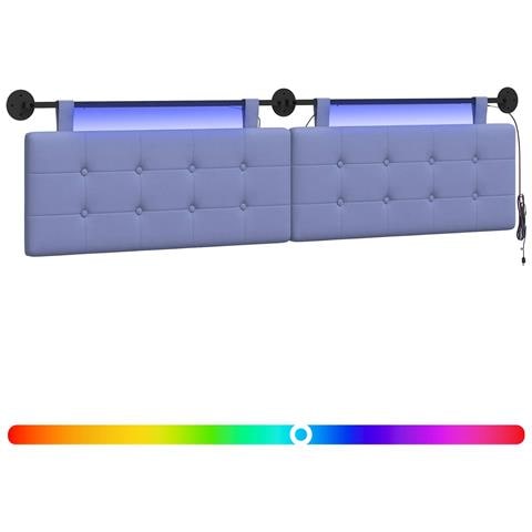 Testiera sospesa Con luce LED Blu jeans Tessuto - Foto 1