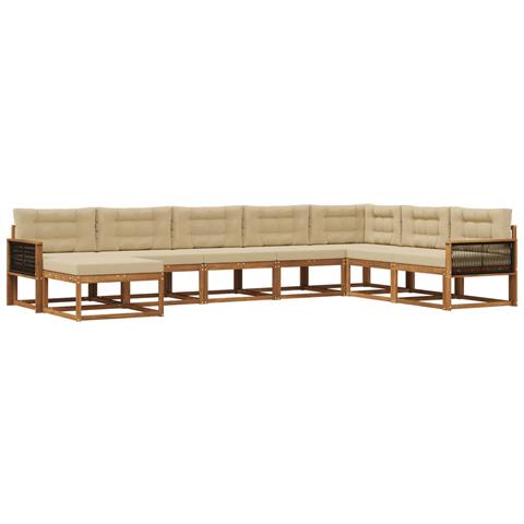 Set di divani da esterno con cuscino 8 pcs Naturale e Beige - Foto 1