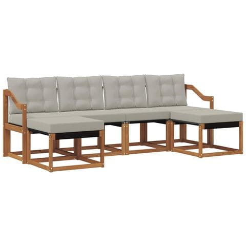 Set di divani da esterno 6 pcs Grigio Naturale e Chiaro - Foto 1