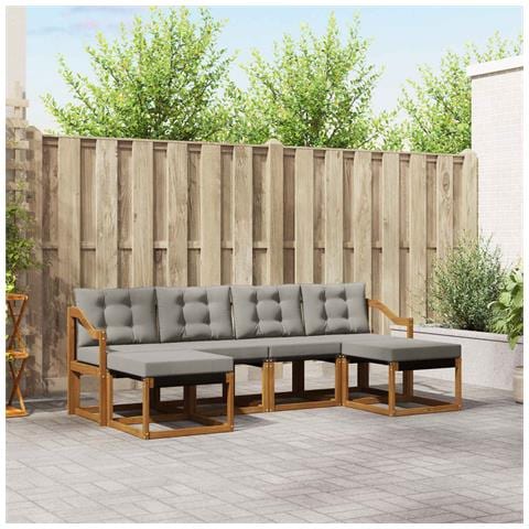 Set di divani da esterno 6 pcs Grigio Naturale e Chiaro - Foto 2