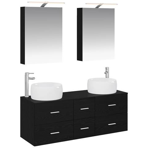 Set di mobili per il bagno 5 pcs Rovere Nero - Foto 1