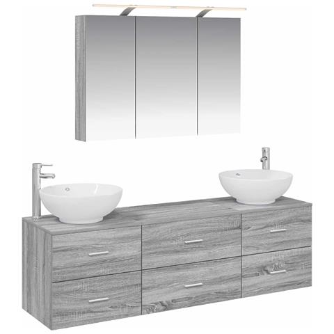 Set di mobili per il bagno 4 pcs Sonoma grigio - Foto 1