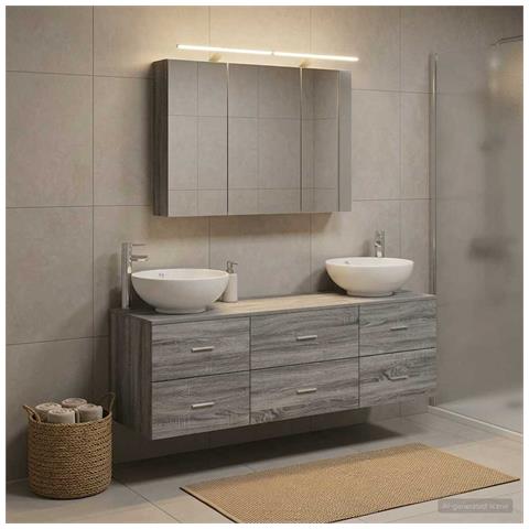 Set di mobili per il bagno 4 pcs Sonoma grigio - Foto 2