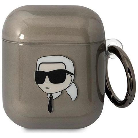 Karl Lagerfeld Kla2hniktck Airpods 1/2 Custodia Nera /nera Con Testa Di Karl - Foto 1