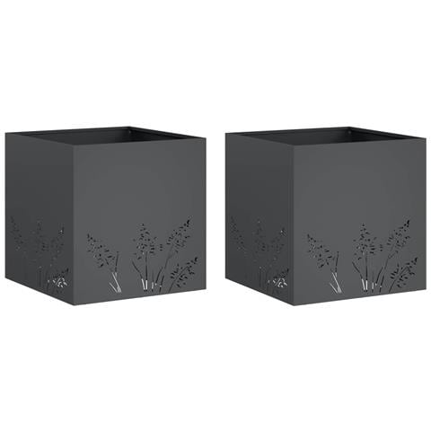 Vaso da giardino 2 pz Antracite 50 x 50 x 49 cm - Foto 1