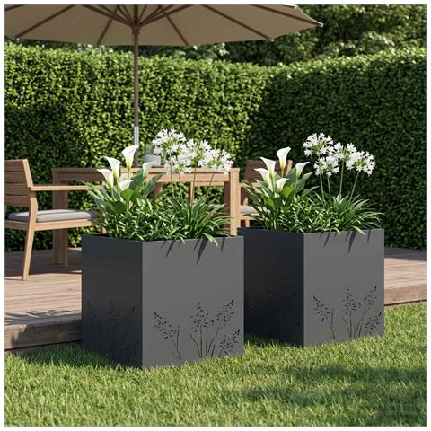 Vaso da giardino 2 pz Antracite 50 x 50 x 49 cm - Foto 2