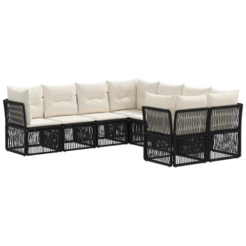 Set Divano da Giardino 8 pz 8-Numero di posti Nero polyrattan - Foto 1