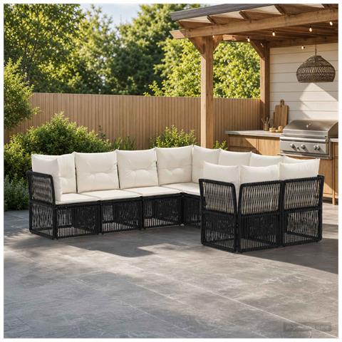 Set Divano da Giardino 8 pz 8-Numero di posti Nero polyrattan - Foto 8