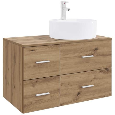 Set di mobili per il bagno 2 pz Rovere Artigianale - Foto 1