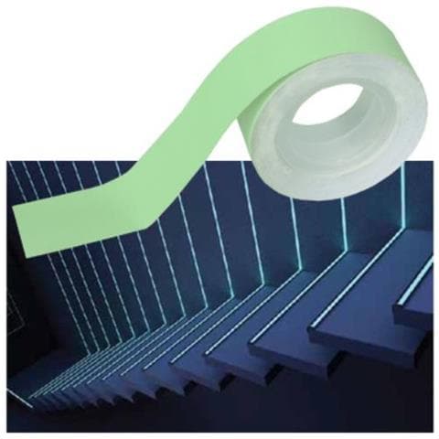 Nastro Adesivo Fosforescente Luminescente Per Scale Scalini Spigoli Angoli 2 Metri - Foto 1