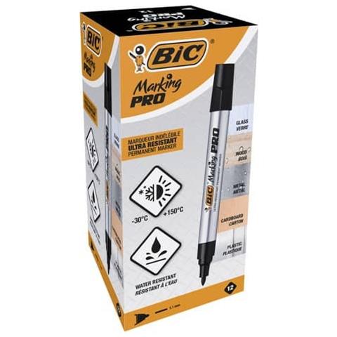 Scatola 12 Marcatori Nero Punta Tonda Marking Pro Bic - Foto 2