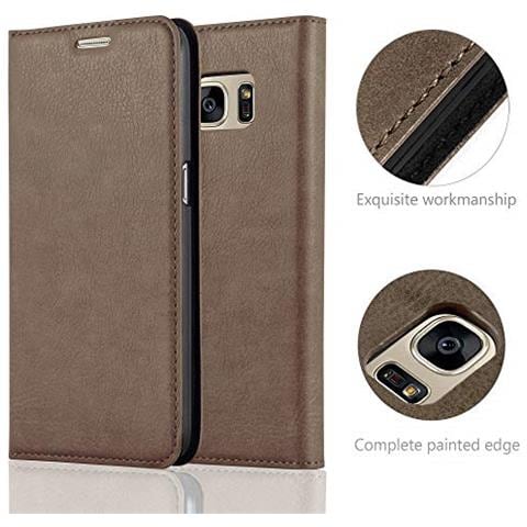 Custodia Compatibile Con Samsung Galaxy S7 In Bruno Caffè - Coperchio Protettiva Con Chiusura Magnetica, Funzione Stand E Tasca Per Le Carte - Foto 2