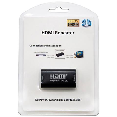 Nano Cavo 10.15.1201 - Ripetitore HDMI v1.4b, 3.4 gbps fino a 4 K x 2 K, Full HD 3d, 1080py 1080i, Connettori Oro, amplifica fino a 40 metri, a / H-a / H, femmina-femmina, colore: nero - Foto 3