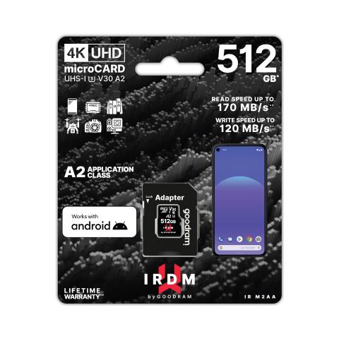 IRDM microSDXC 512GB V30 UHS-I U3 + adapter - Foto 1