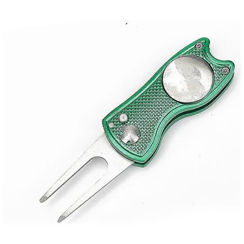 Strumento di riparazione per divot da golf con pulsante pop-up e