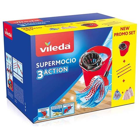 Vileda SuperMocio box sistema a mocio e secchio Serbatoio singolo Nero, Rosso - Foto 1