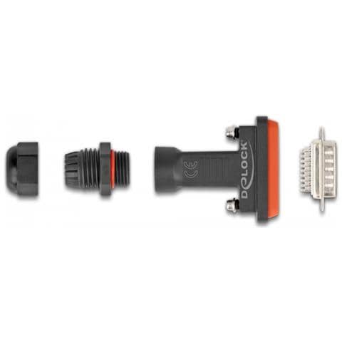 DeLOCK D-Sub HD 26 pin maschio con alloggiamento IP67 impermeabile, D-Sub HD 26 pin/ 26 soldering pin, Nero, Arancione, Maschio, Dritto, IP67, -45 - 105 °C - Foto 3