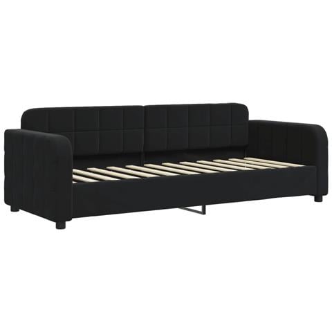 Divano Letto Con Materasso Nero 80x200 Cm In Velluto - Foto 2