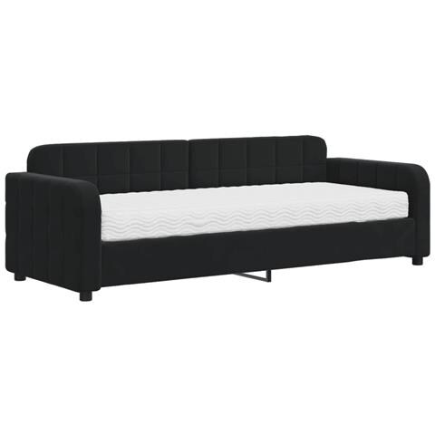 Divano Letto Con Materasso Nero 80x200 Cm In Velluto - Foto 1