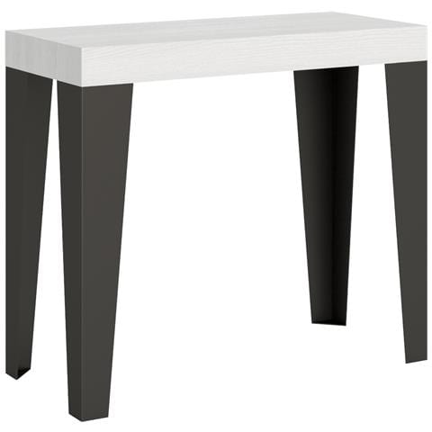 Consolle Allungabile 90x40/196 Cm Flame Premium Telaio Antracite - Bianco Frassino - Foto 6