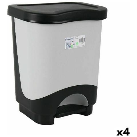 Secchio Della Spazzatura A Pedale Tontarelli Idea 18 L Nero Grigio 31,6 X 27,6 X 41 Cm (4 Unità) - Foto 1