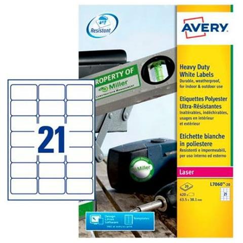 Etichette Per Stampante Avery Bianco 20 Fogli 63,5 X 38,1 Mm (5 Unità) - Foto 2