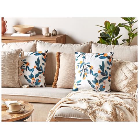 Set Di 2 Cuscini Knautia Velluto 45 X 45 Cm Multicolore Trama Di Piante - Foto 1