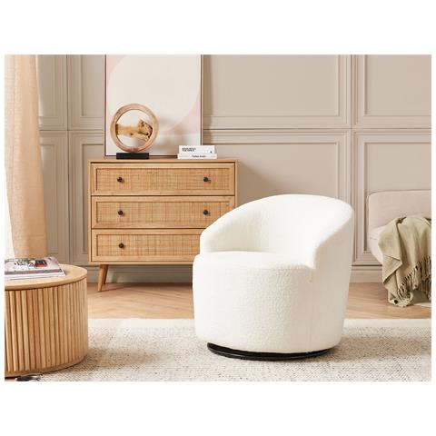 Poltrona Bouclé Bianco Davik - Foto 1