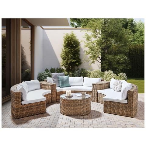 Set Da Giardino 9 Posti Rattan Marrone Chiaro Severo - Foto 1