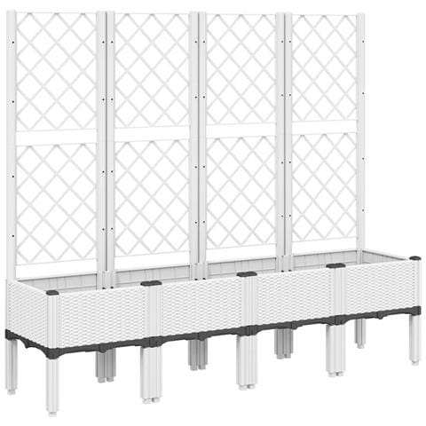 Fioriera Da Giardino Con Traliccio Bianco 160x40x142 Cm In Pp - Foto 1