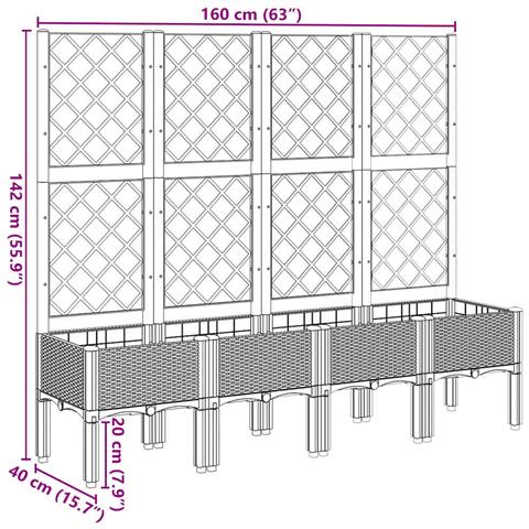 Fioriera Da Giardino Con Traliccio Bianco 160x40x142 Cm In Pp - Foto 8