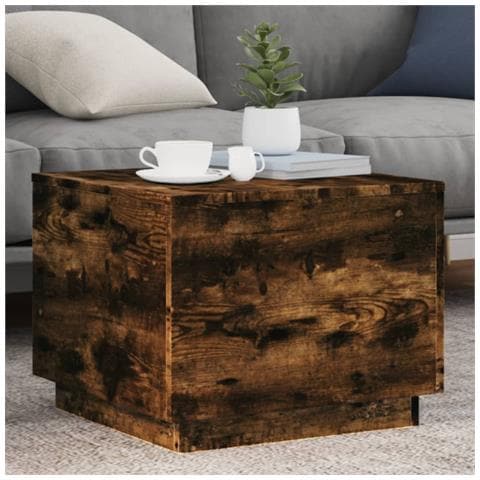 Tavolino Da Soggiorno Con Luci Led Rovere Sonoma 50x50x40 Cm - Foto 1