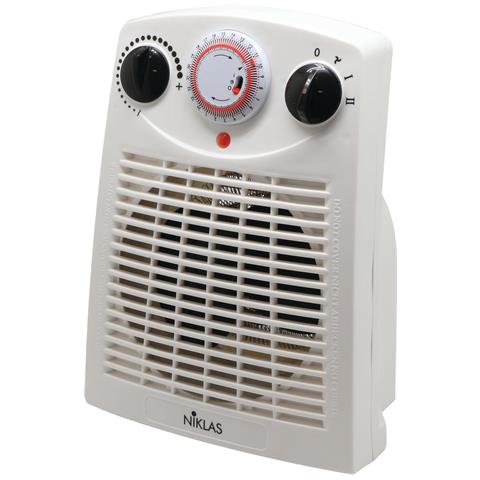 Termoventilatore Caldobagno Scaldino Verticale Bianco Timer 2000 W Niklas - Foto 1