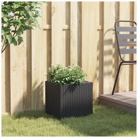 Fioriera Da Giardino Nera 36x30x32 Cm In Polyrattan - Foto 3