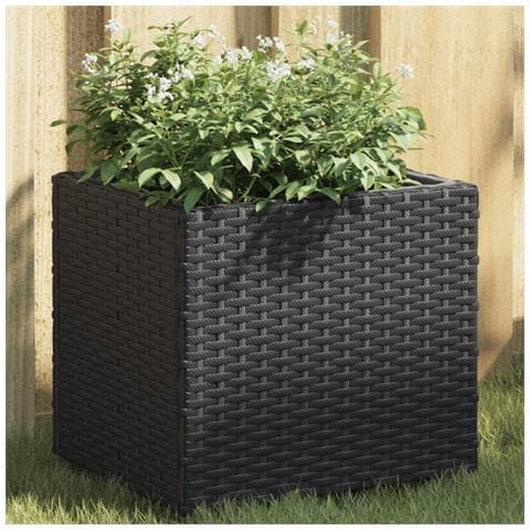 Fioriera Da Giardino Nera 36x30x32 Cm In Polyrattan - Foto 1