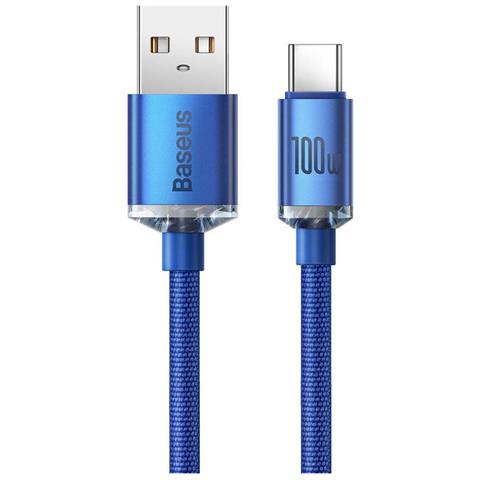 Cavo Di Ricarica E Sincronizzazione Da Usb-c A Usb-a 100w Crystal Shine Series 2 M, Blu - Foto 2