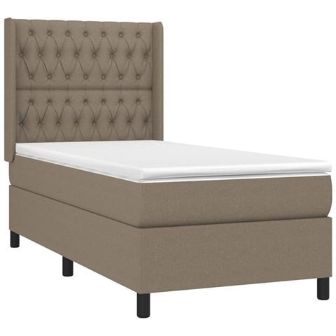 Letto a Molle con Materasso e LED Tortora 100x200cm in Tessuto - Foto 8
