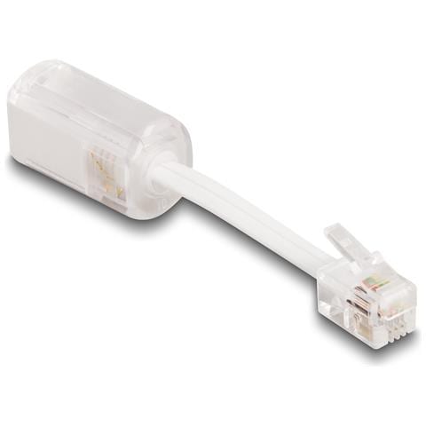 Cavo telefonico da RJ10 maschio per RJ10 femmina con cavo di collegamento da 30 mm trasparente / bianco - Foto 1