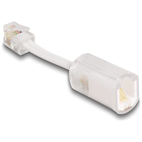 Cavo telefonico da RJ10 maschio per RJ10 femmina con cavo di collegamento da 30 mm trasparente / bianco - Foto 2