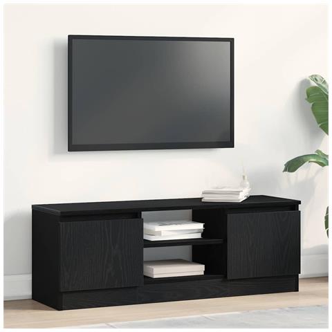 Mobile Porta TV Rovere Nero 102x30x36 cm in Legno Multistrato - Foto 1