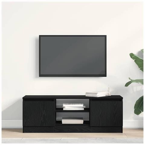 Mobile Porta TV Rovere Nero 102x30x36 cm in Legno Multistrato - Foto 9