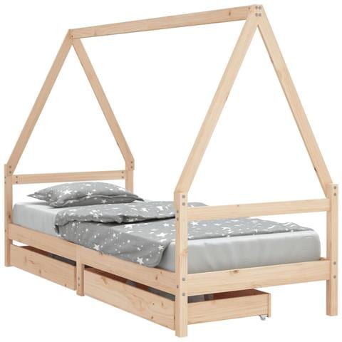 Giroletto per Bambini con Cassetti 90x190cm Legno Massello Pino - Foto 2