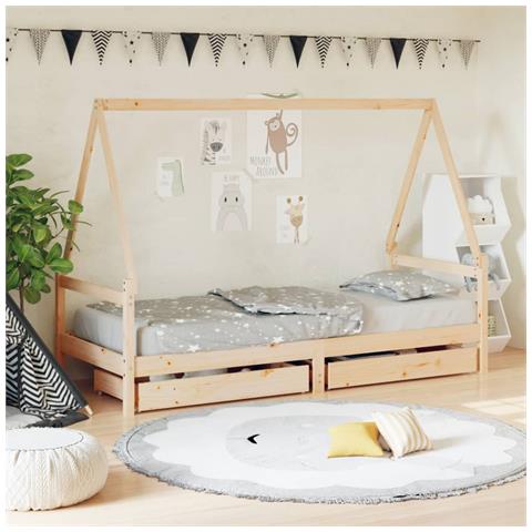 Giroletto per Bambini con Cassetti 90x190cm Legno Massello Pino - Foto 1